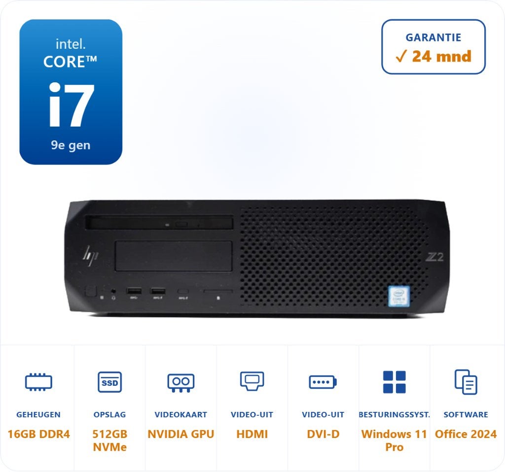HP Workstation Z2 SFF G4 i7-9700 16GB 512GB SSD 500GB HDD, Computers en Software, HP, ., Refurbished, HDD