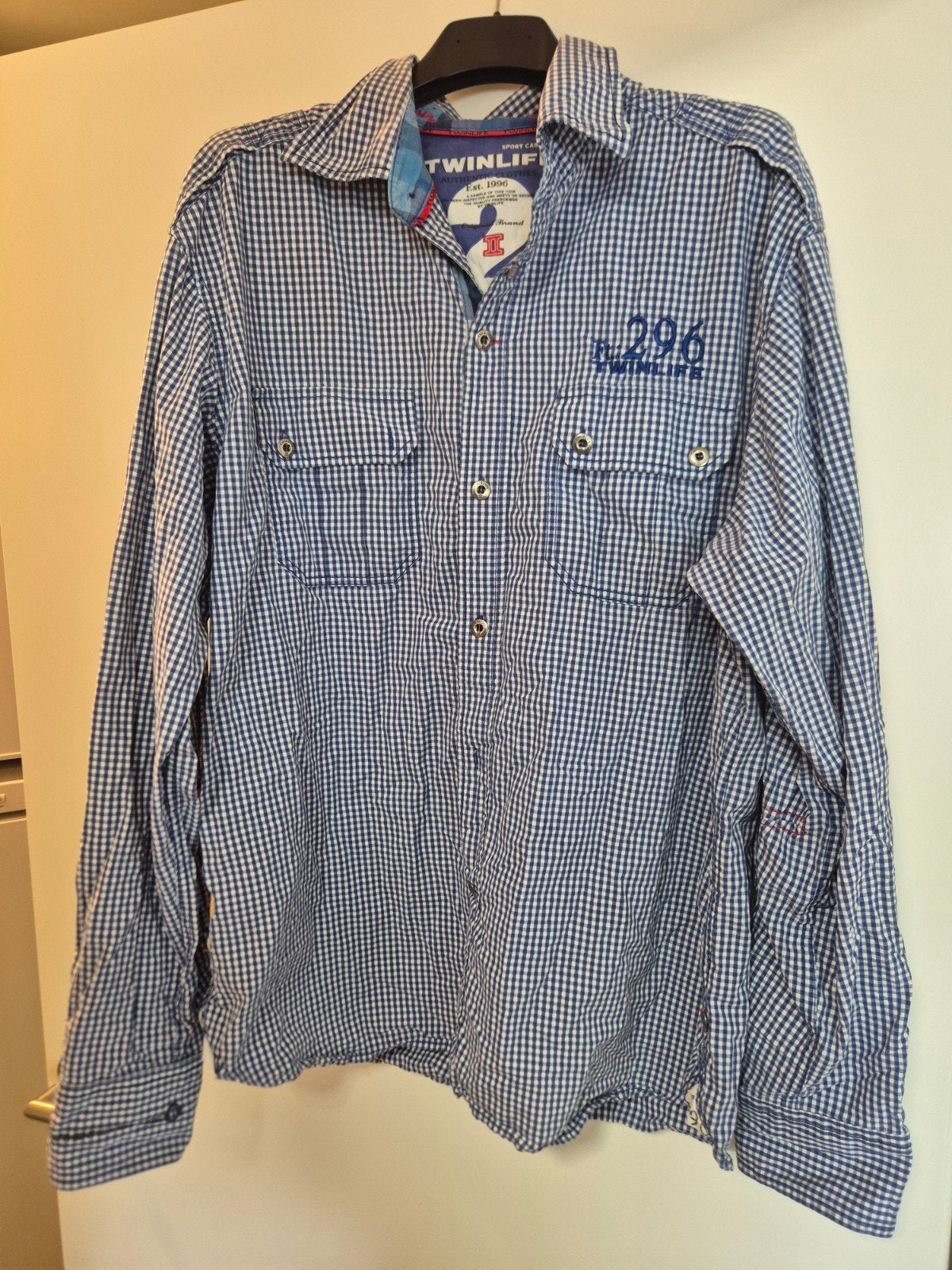 Twinlife heren overhemd - blauw geruit - maat XL, Blauw, Ophalen of Verzenden, Twinlife, Gedragen
