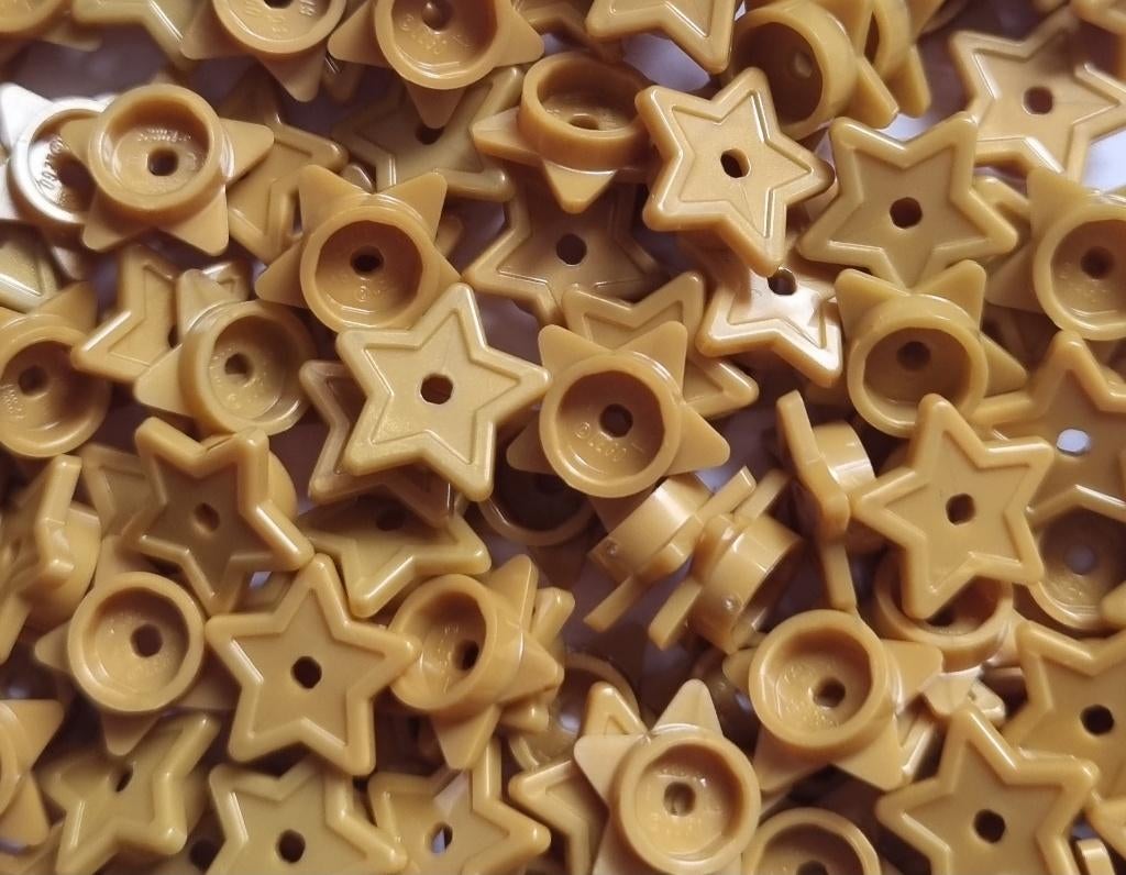 Lego 1x1 star plate, Pearl gold (per 100), Ophalen of Verzenden, Nieuw, Losse stenen, Lego