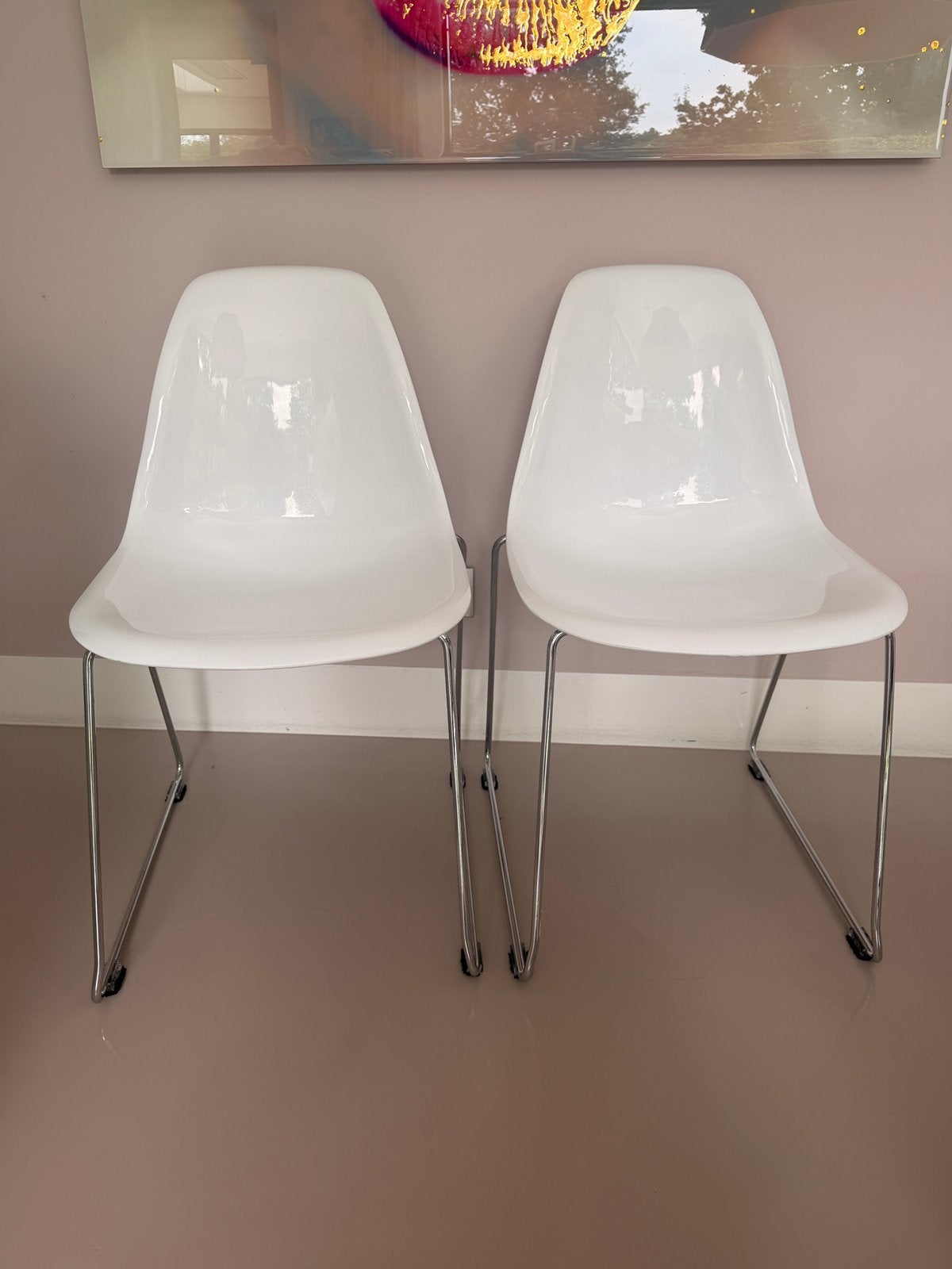 2x Vitra HAL Sledge stoelen – wit – Jasper Morrison, Ophalen, Kunststof, Twee, Wit
