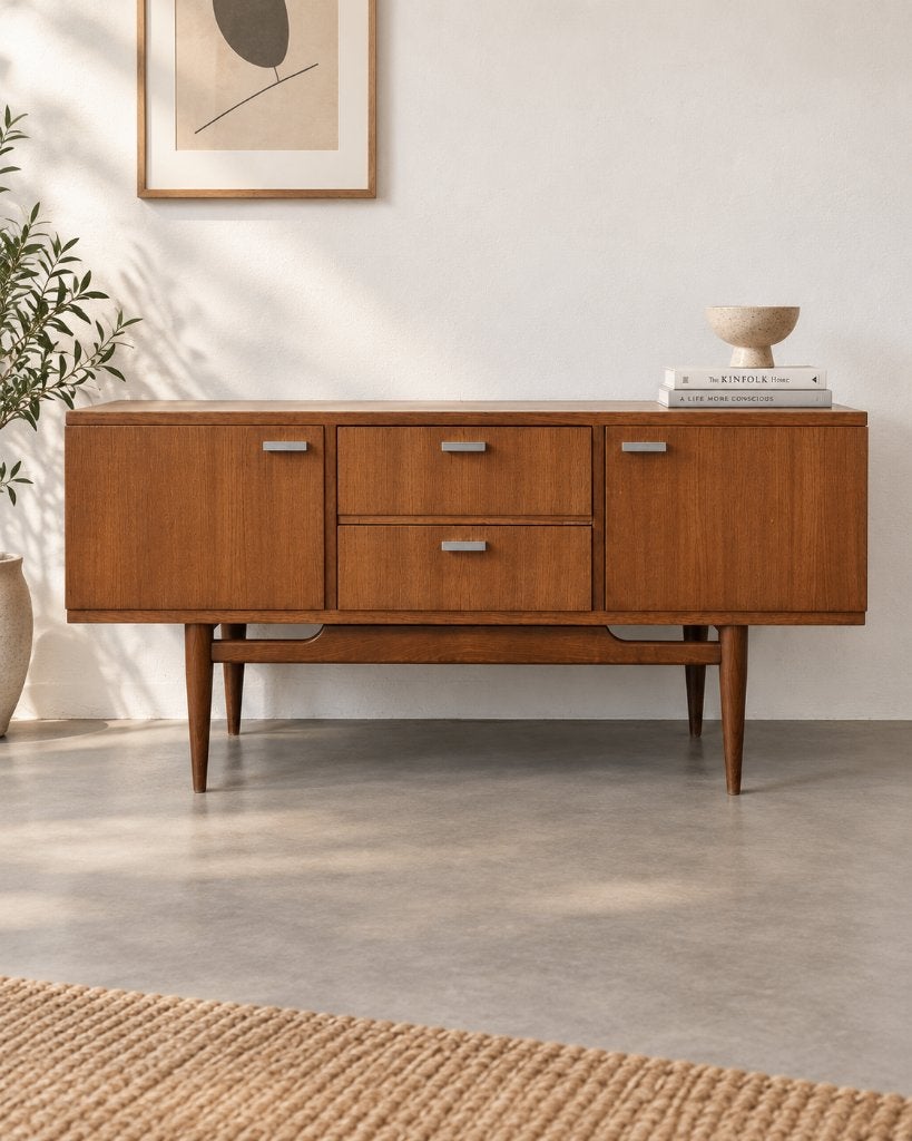 Vintage Scandinavisch dressoir – jaren 60 – 125 cm, Huis en Inrichting, Ophalen, Gebruikt, 25 tot 50 cm, 100 tot 150 cm