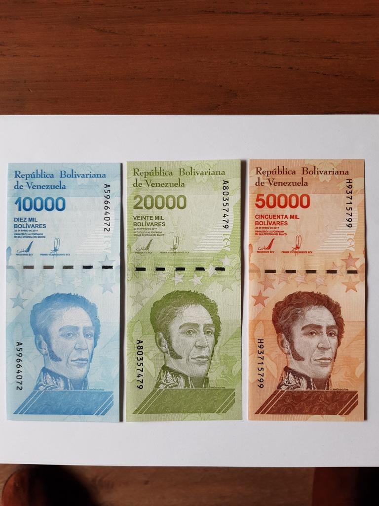 3 biljetten Venezuela 2019 unc kk f.1.6, Ophalen of Verzenden, Zuid-Amerika