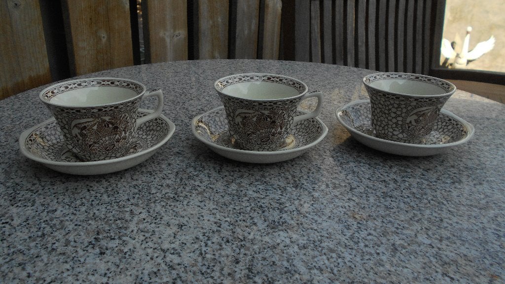 3 x kop en schotel Chinese Bird ADAMS engels servies, Ophalen of Verzenden, Zo goed als nieuw, Overige stijlen, Kop(pen) en/of Schotel(s)
