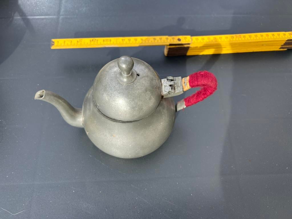 Theepot - tin - antiek, Antiek en Kunst, Ophalen of Verzenden