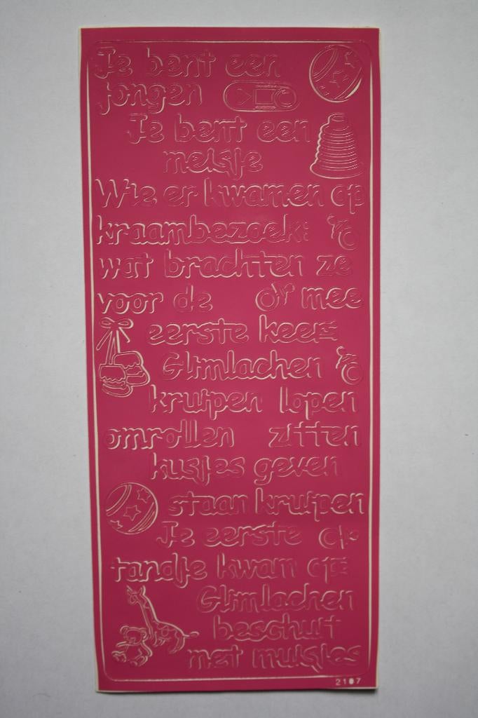 7 st. Scrapbook baby/meisje sierstickers roze 8537, Ophalen of Verzenden, Nieuw, Kind, Overige typen