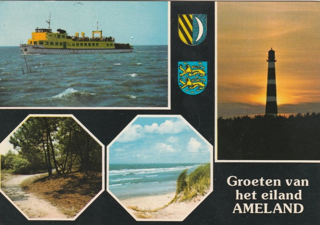 AMELAND Veerboot Fietspad Vuurtoren Groeten, Verzenden, 1980 tot heden, Gelopen, Waddeneilanden