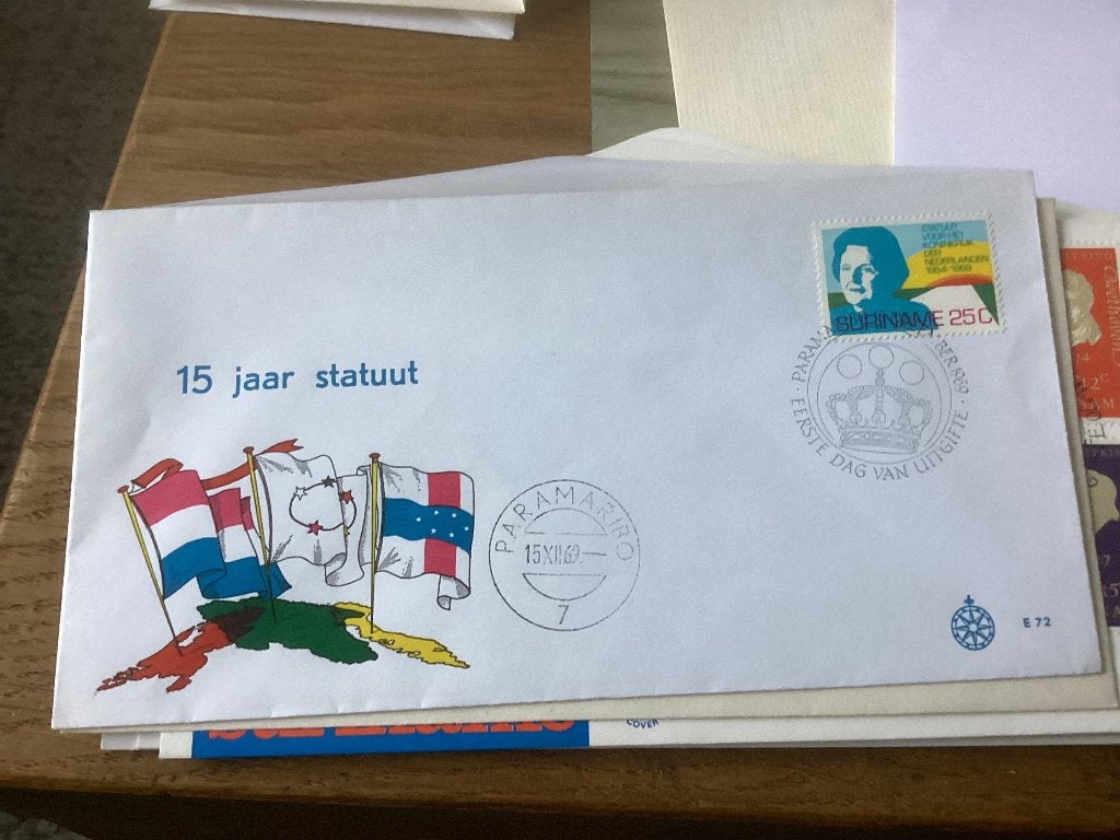 No4788 Suriname E72 Heb ook Nederland jaargangen fdc 1963, Postzegels en Munten, Ophalen of Verzenden, Onbeschreven, Nederland