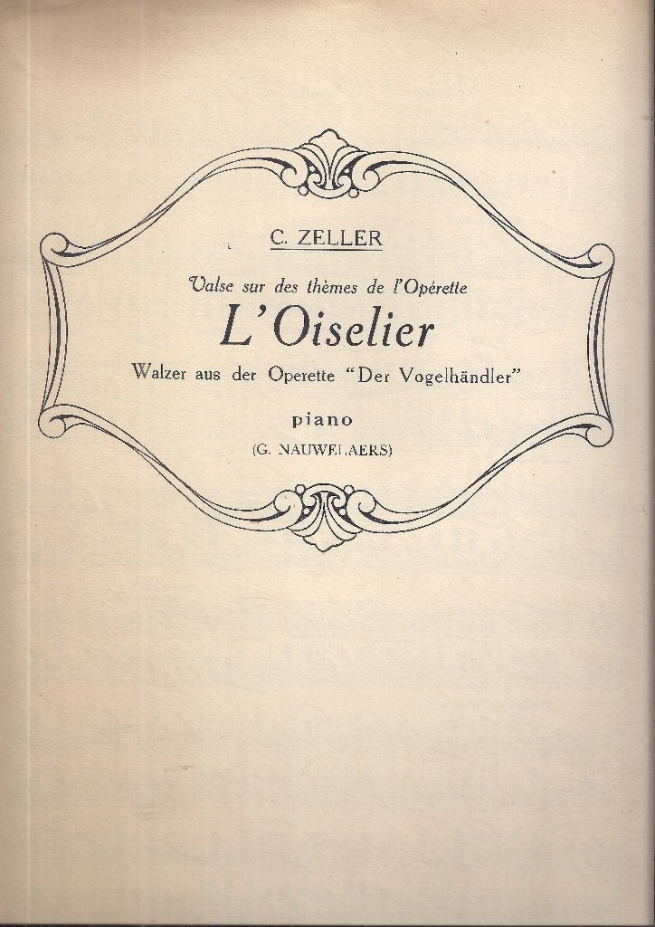 Ba1 bladmuziek l'oiselier uit de operette der vogelhandler, Muziek en Instrumenten, Bladmuziek, Ophalen of Verzenden, Gebruikt