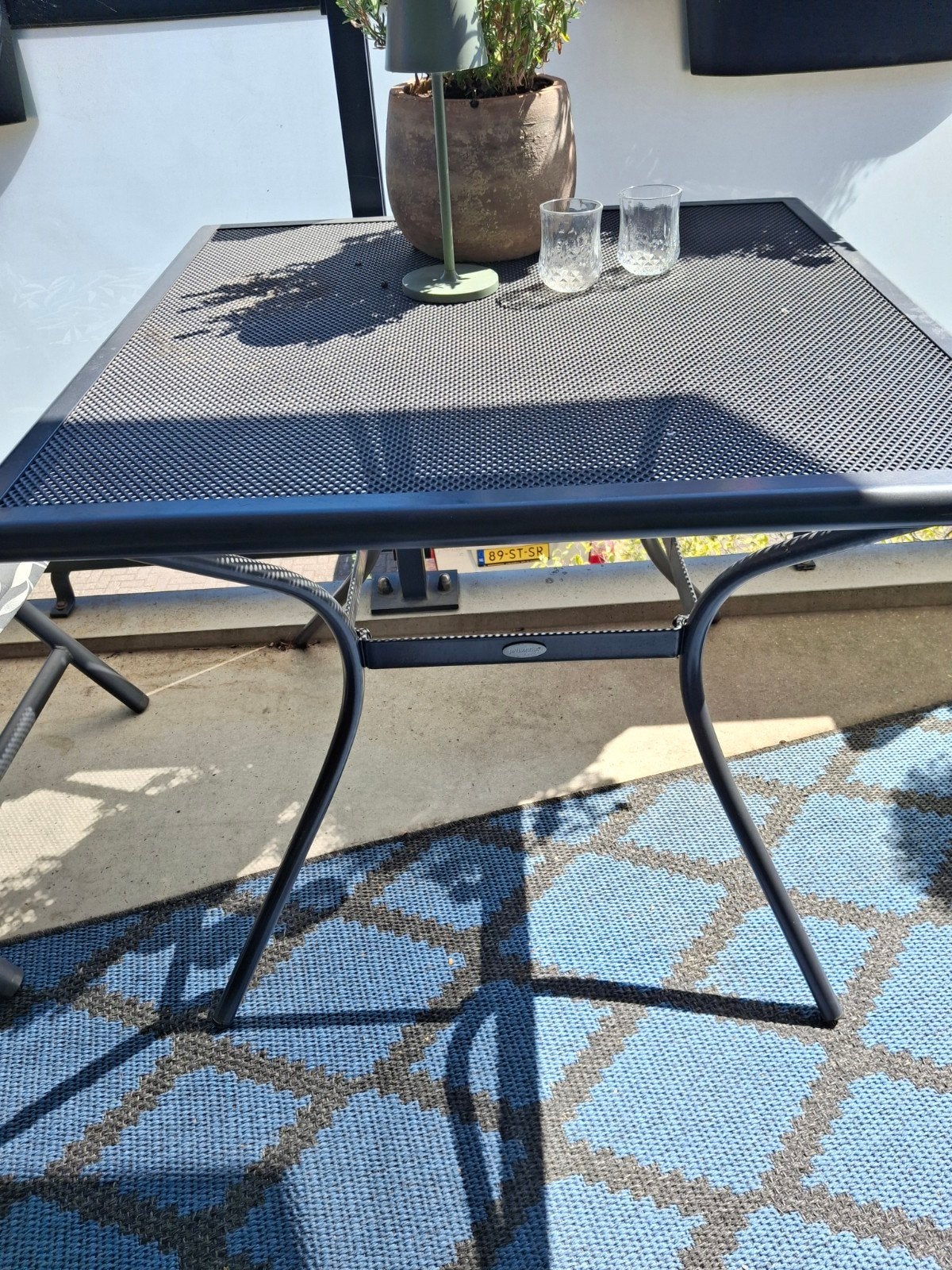 tuintafel, staal, antraciet, Tuin en Terras, Tuintafels, Ophalen of Verzenden, Vierkant, Metaal