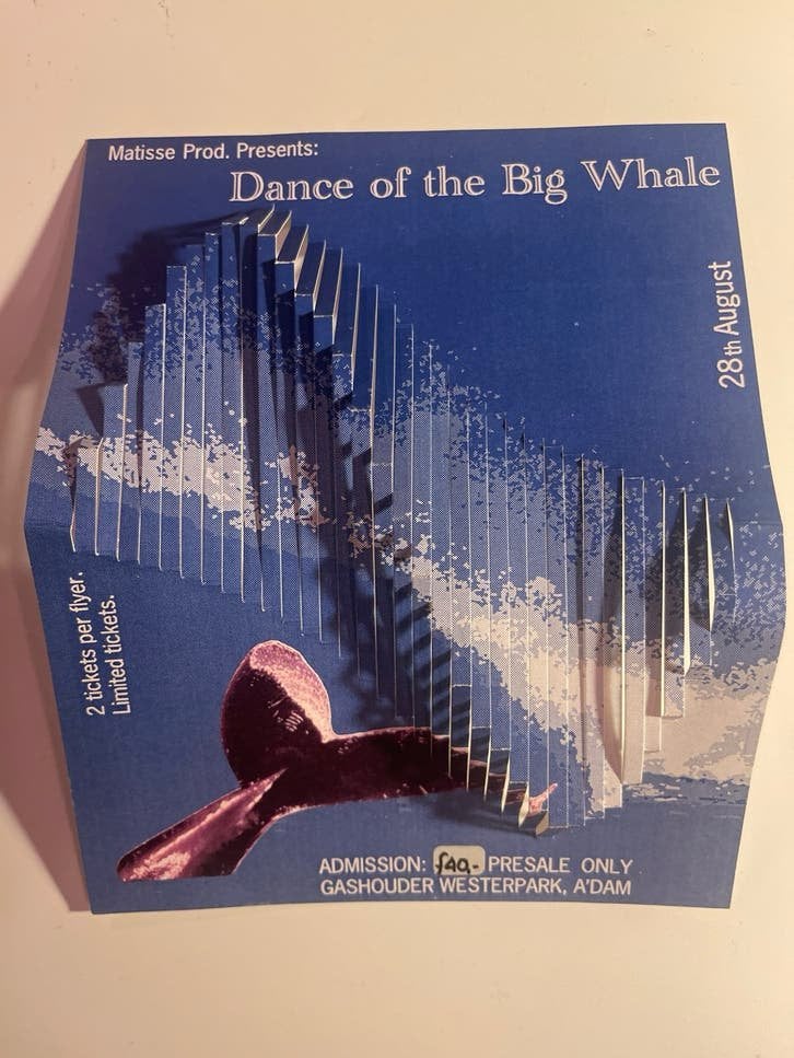 Flyer the Big Whale Party Matisse Gashouder in 3D flyer, Verzenden