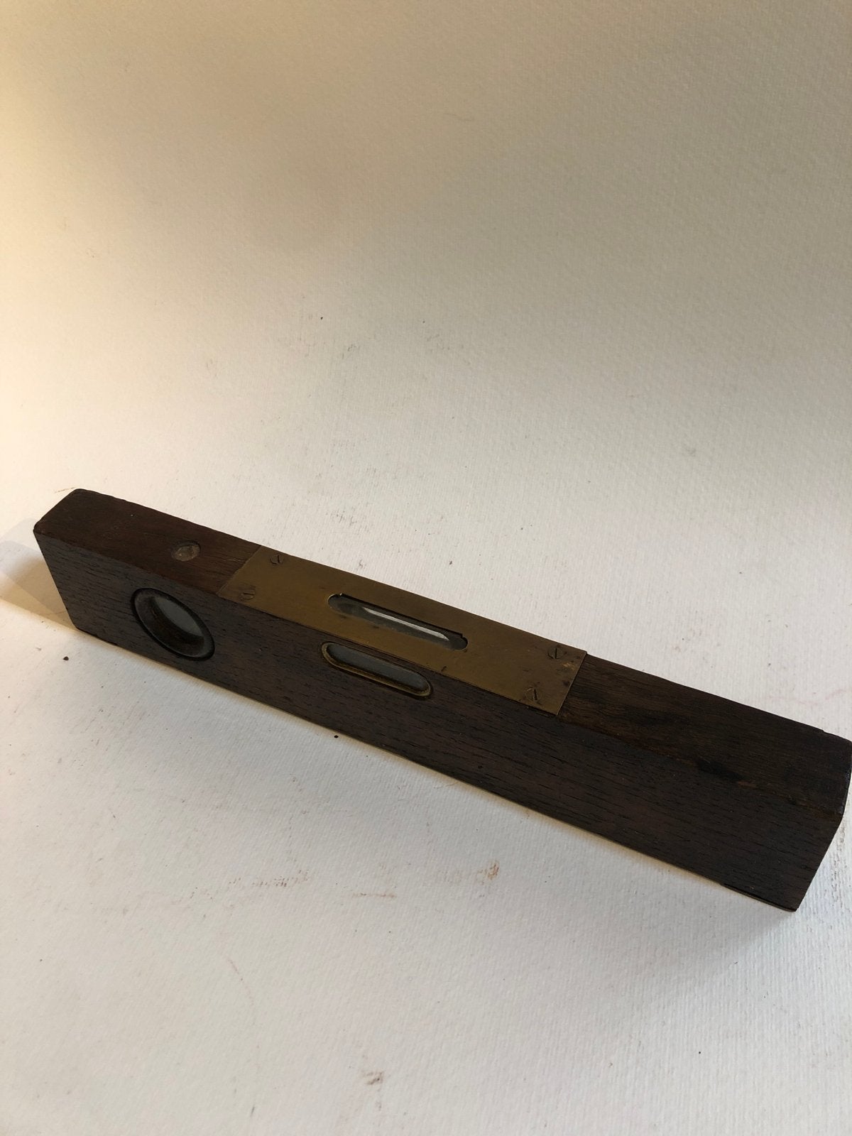 Antieke waterpas van hout en messing DRGM, Ophalen of Verzenden