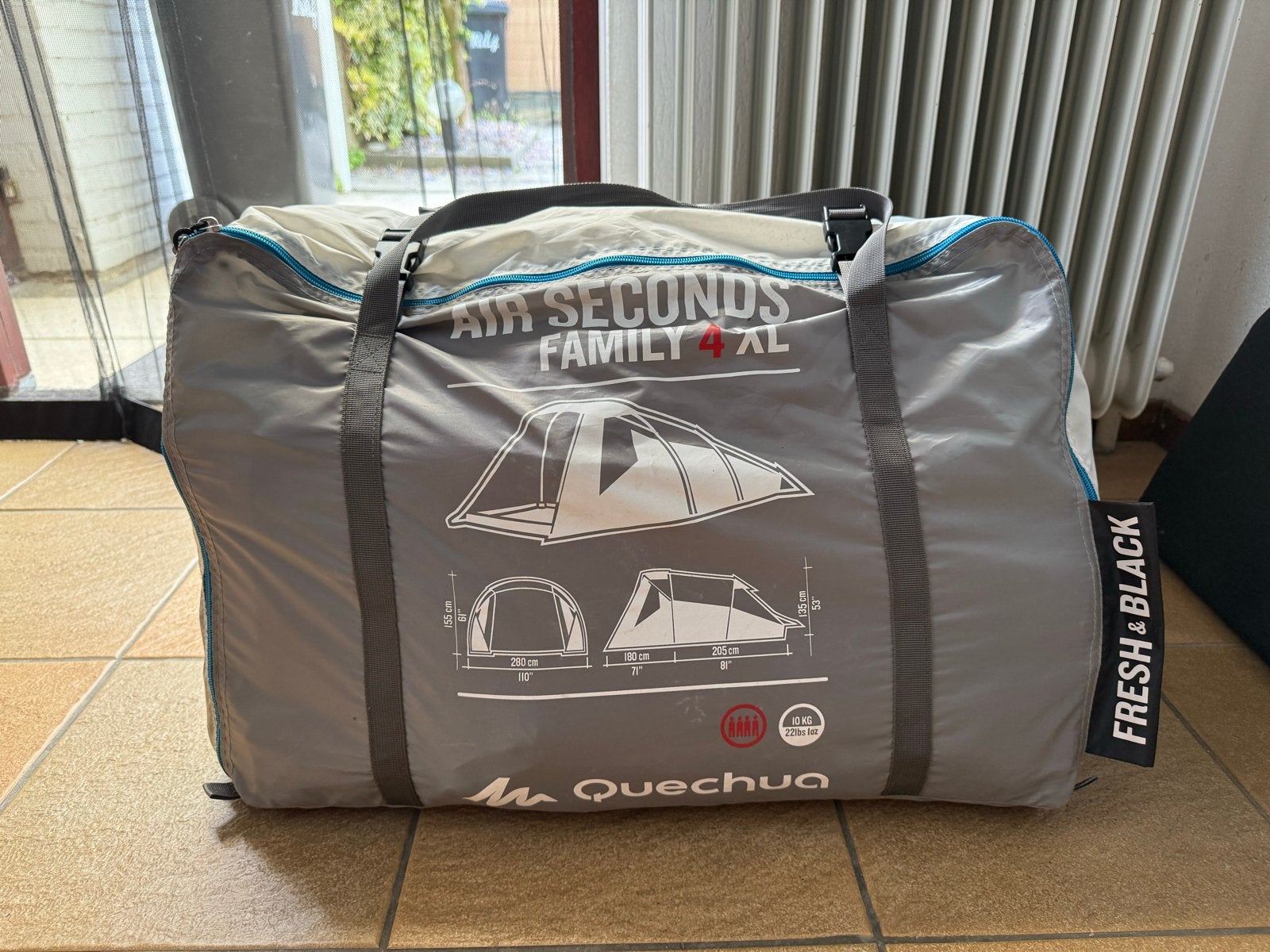 Quechua Air Seconds Family 4 XL Fresh & Black tent, Caravans en Kamperen, Tenten, Ophalen, Zo goed als nieuw, Tot en met 4