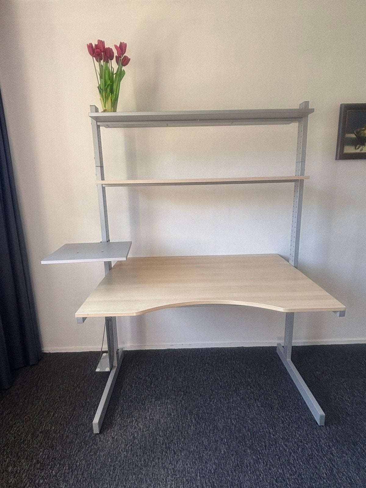 Bureau met opbergruimte en verstelbare planken, Huis en Inrichting, Bureaus, Ophalen, Opbergruimte, Gebruikt, Hout