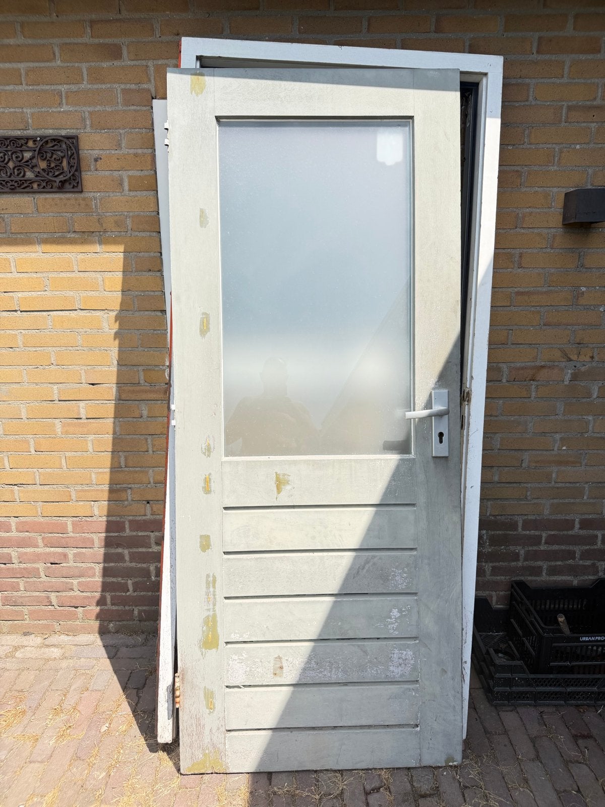Gebruikte Buitendeur met Glas en Kozijn, Gebruikt, 80 tot 100 cm, Hbc, Heesch