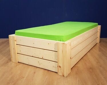 1-persoonsbed Harrie 3 latten hoog 80x180 t/m 90x220 cm, 85 tot 100 cm, Nieuw, Ophalen of Verzenden, Matras