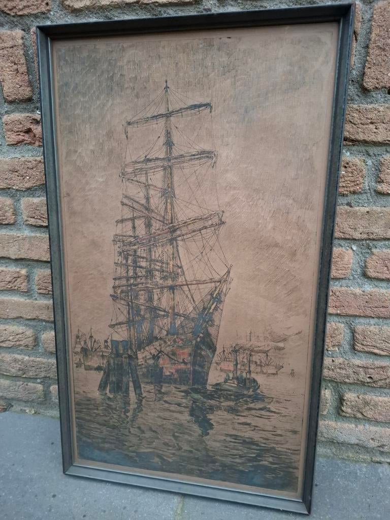 Originele ets van Marius de Jongere, Antiek en Kunst, Ophalen of Verzenden