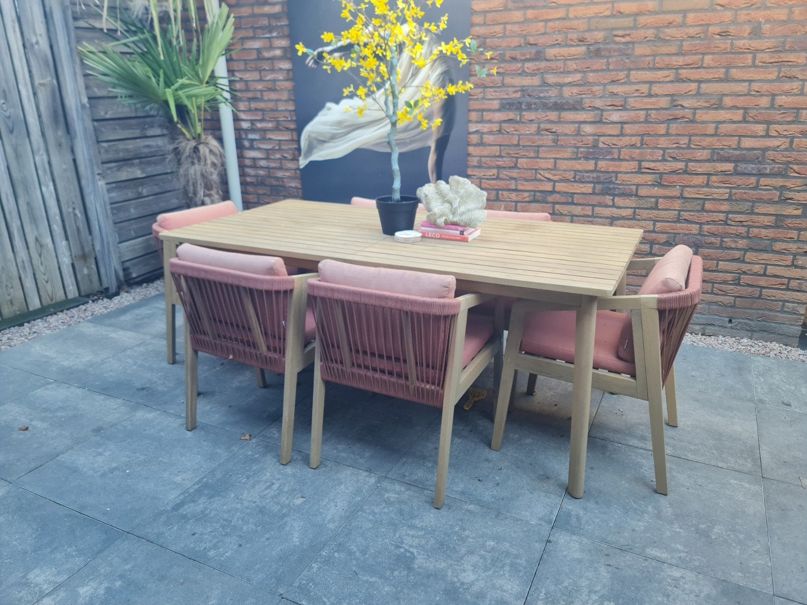 Prachtig tuinset met 6 stoelen, Ophalen, 6 zitplaatsen, Zo goed als nieuw, Stoel