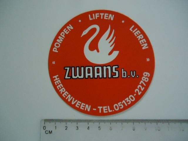 sticker oud Zwaans Heerenveen pomp lift lieren techniek, Verzenden, Zo goed als nieuw, Bedrijf of Vereniging