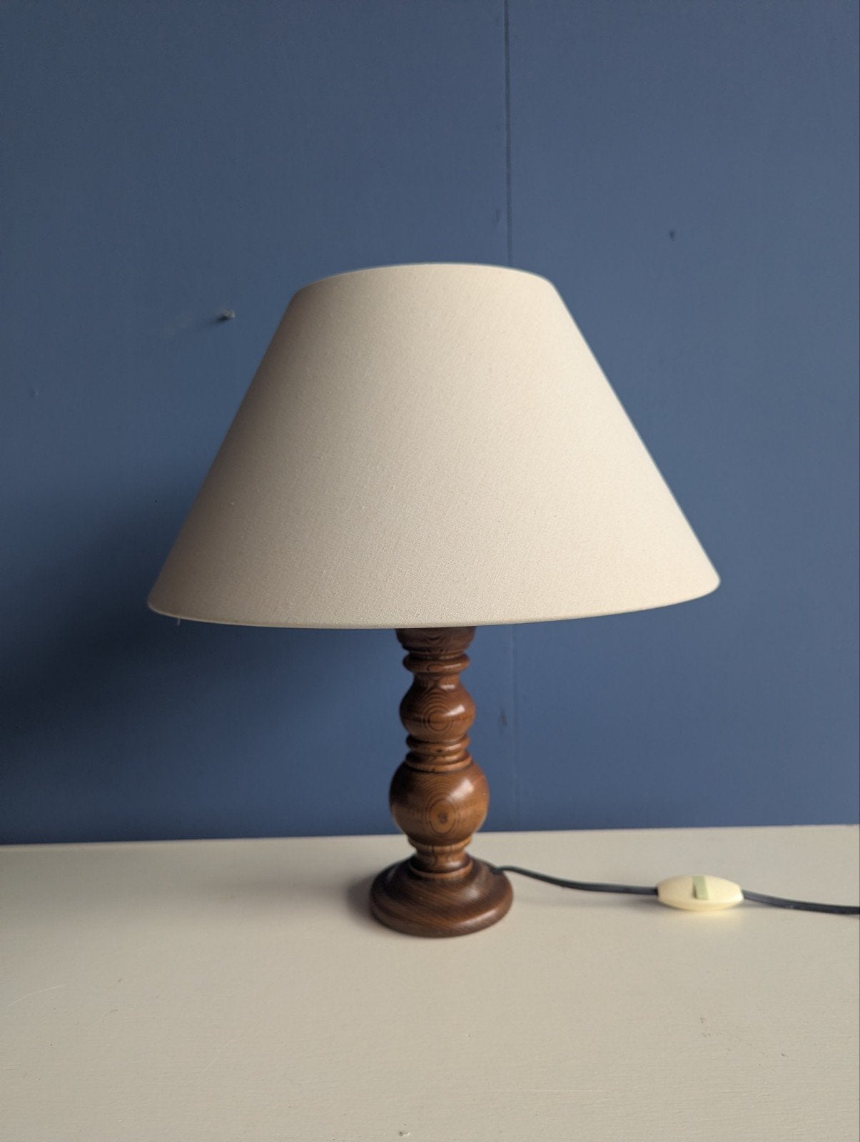 Vintage houten tafellamp 1970s, Ophalen of Verzenden, Minder dan 50 cm