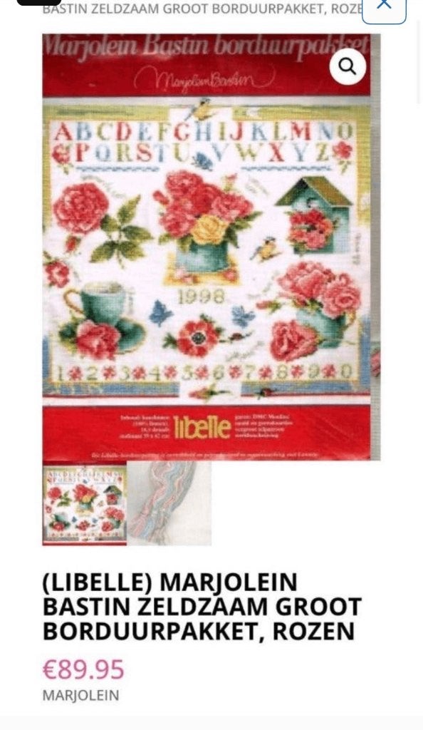 BORDUURPAKKET LANARTE/LIBELLE/M. BASTIN ROZENMERKLAP 1998, Verzenden, Nieuw, Handborduren, Borduurpakket
