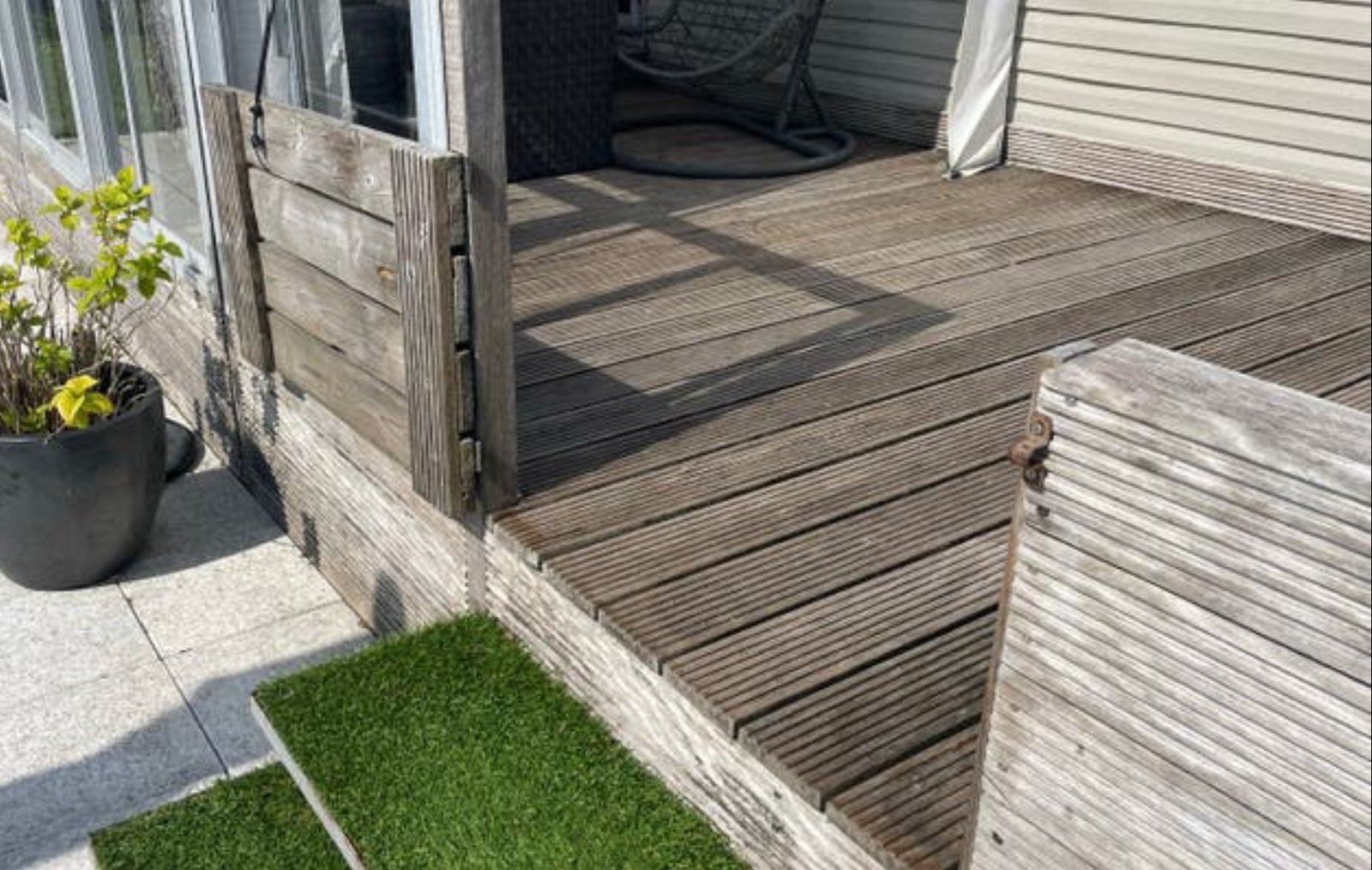 50x Gebruikte hardhouten vlonderplanken 2,90m lang, Ophalen, Gebruikt, Hout
