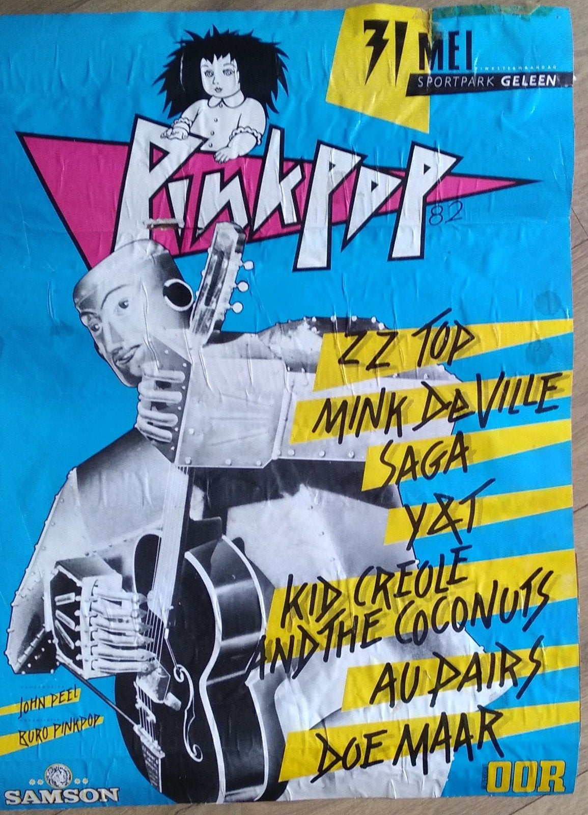 Vintage Pinkpop 1982 Muziekposter - ZZ Top, Doe Maar, Ophalen of Verzenden, Gebruikt, A1 t/m A3, Film en Tv