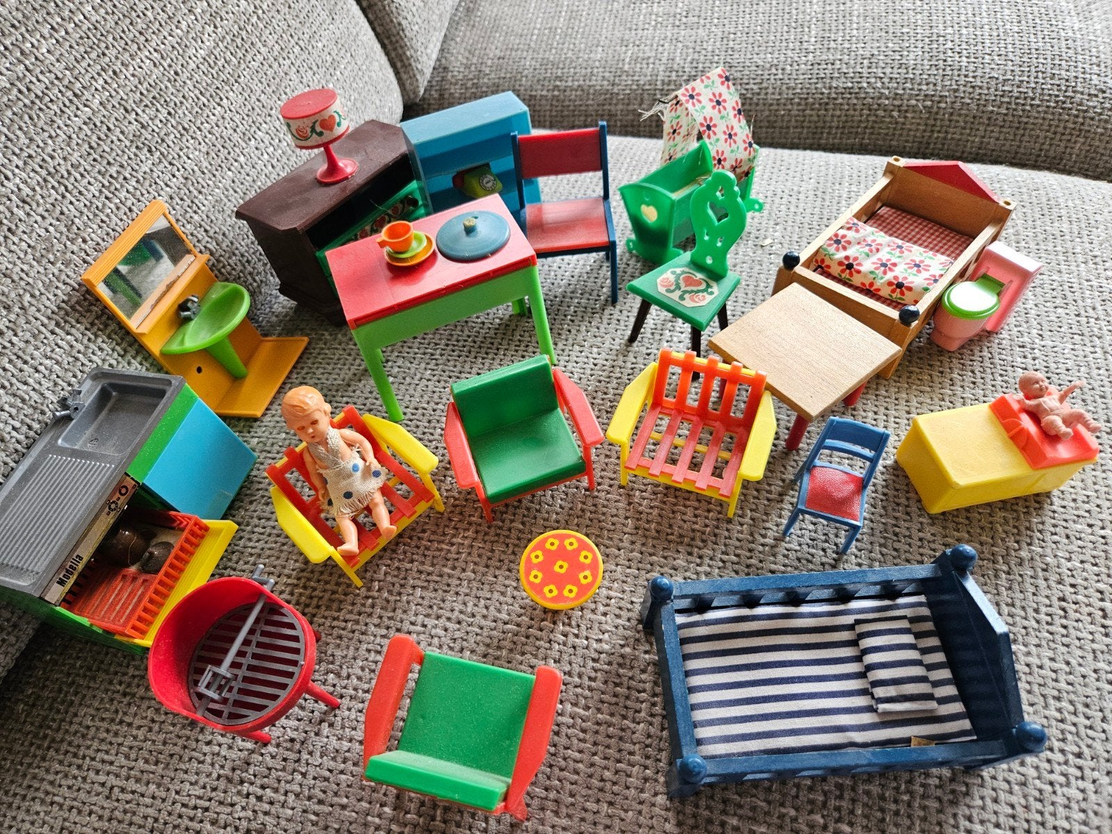 Vintage Poppenhuis Meubels en Accessoires Set, Ophalen of Verzenden, Gebruikt