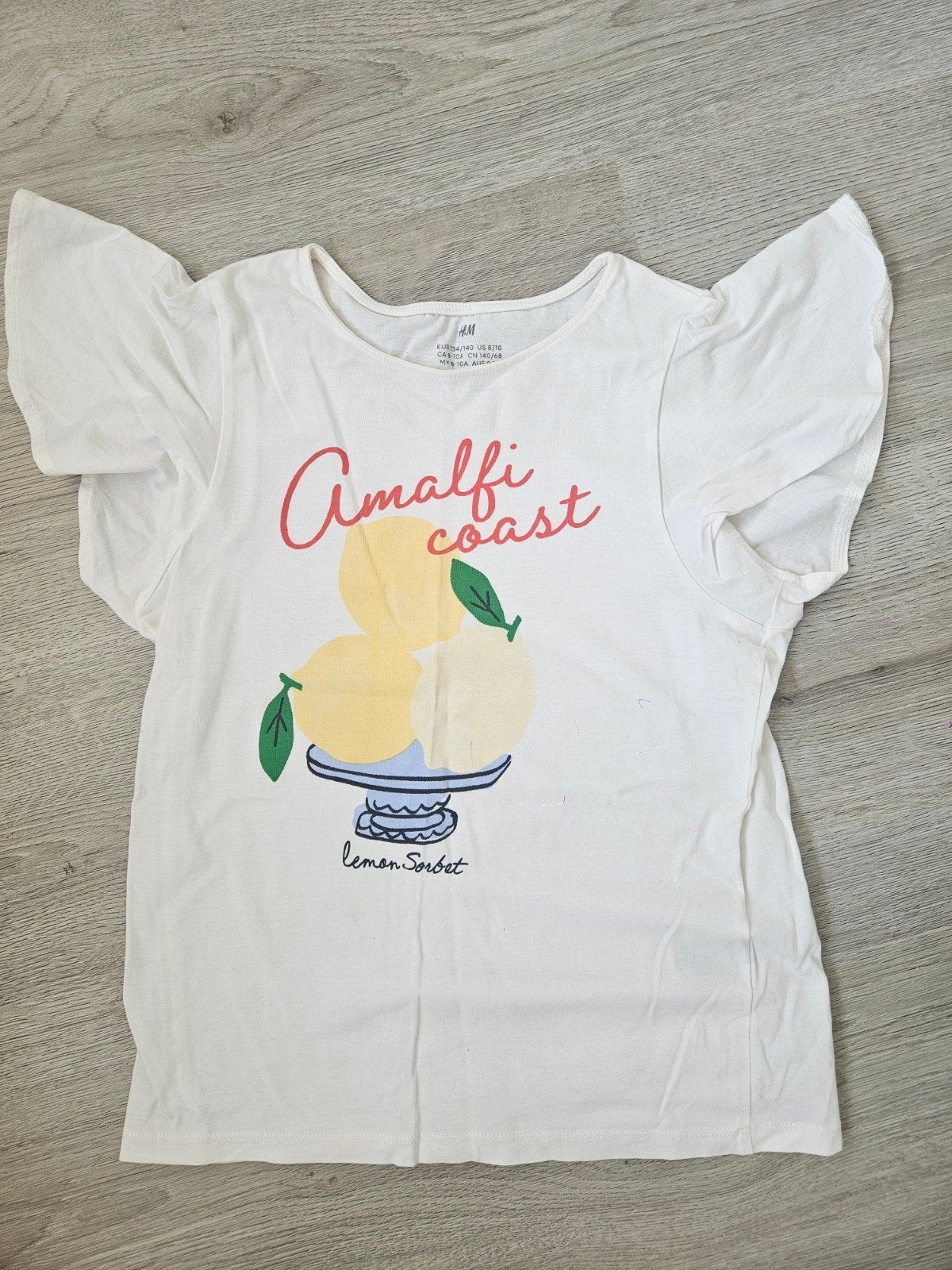 H&M T-shirt met 'Amalfi Coast' print, 134/140, Ophalen, Meisje, H&M, Zo goed als nieuw