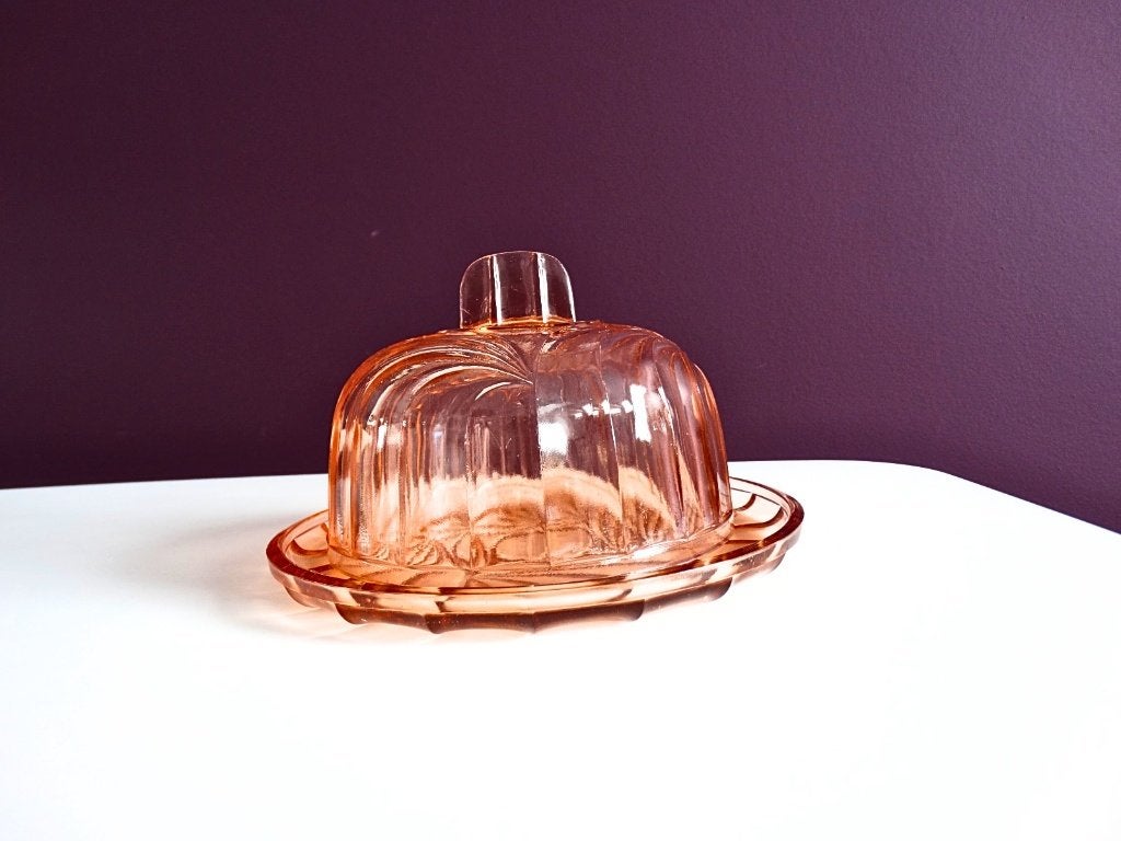 Vintage stolp roze persglas – Made in France, Huis en Inrichting, Woonaccessoires | Stolpen, Glas, Ophalen of Verzenden, Zo goed als nieuw