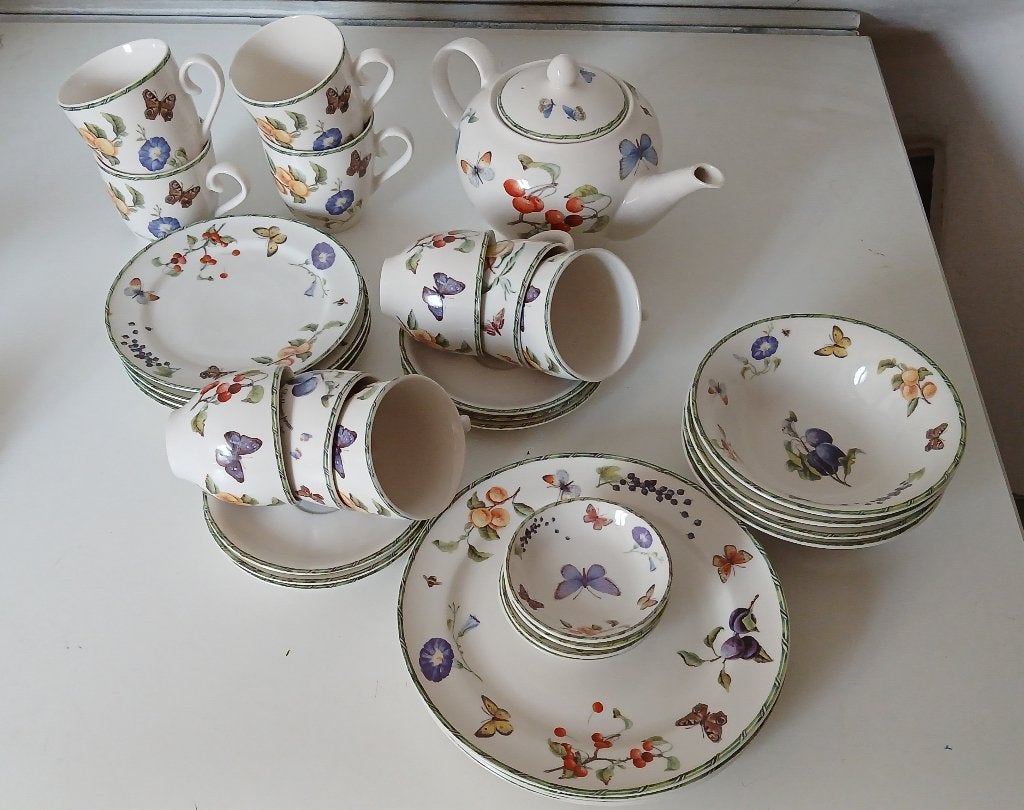 Janneke Brinkman servies Fruit & Flowers Vlinders, Ophalen, Zo goed als nieuw, Overige stijlen, Porselein