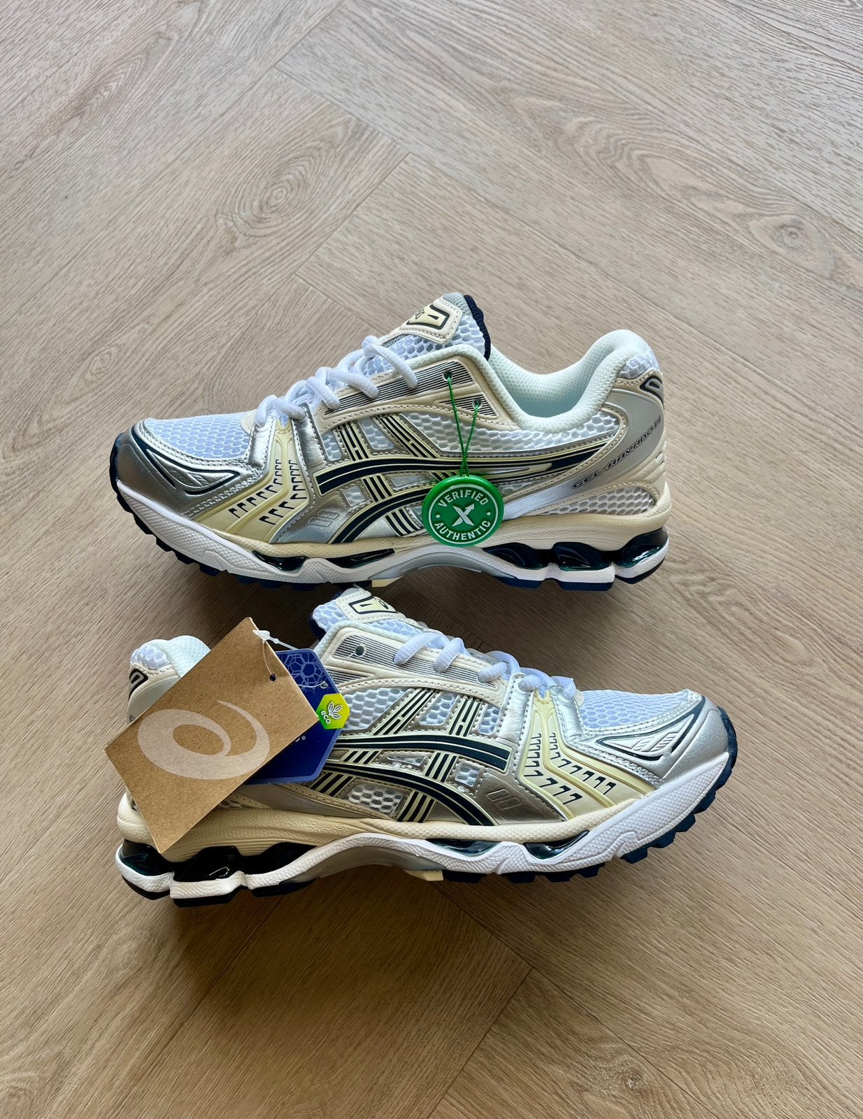 Asics gel kyano 14 - White midnight Maat 42 - Nieuw met doos, Verzenden, Wit, Nieuw, Sneakers of Gympen