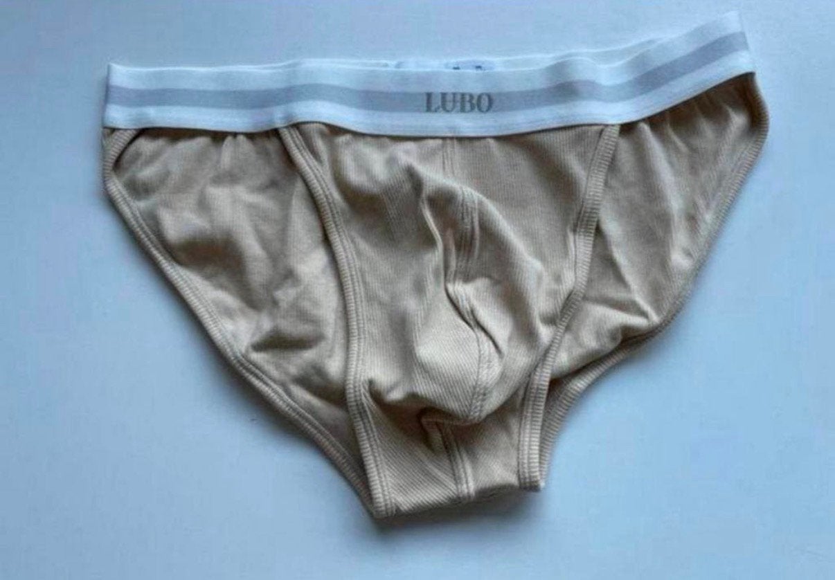 Slip Tanga Heren Nieuw ribbed, Verzenden, Beige, Slip