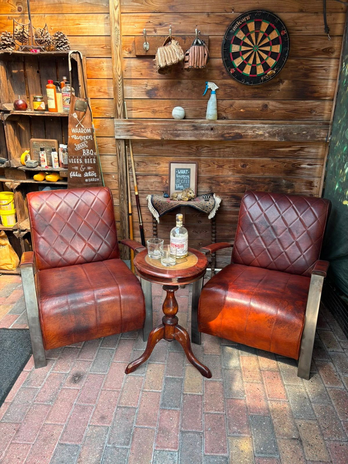 Set buffelleren fauteuils, Ophalen of Verzenden, Zo goed als nieuw, 50 tot 75 cm, Leer