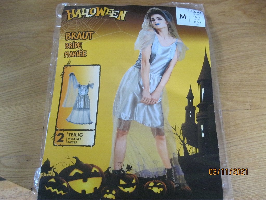 Halloween bruidsjurk: jurk,diadeem,sluier. :mt M, Ophalen of Verzenden, Nieuw, Kostuum, Halloween of Griezel