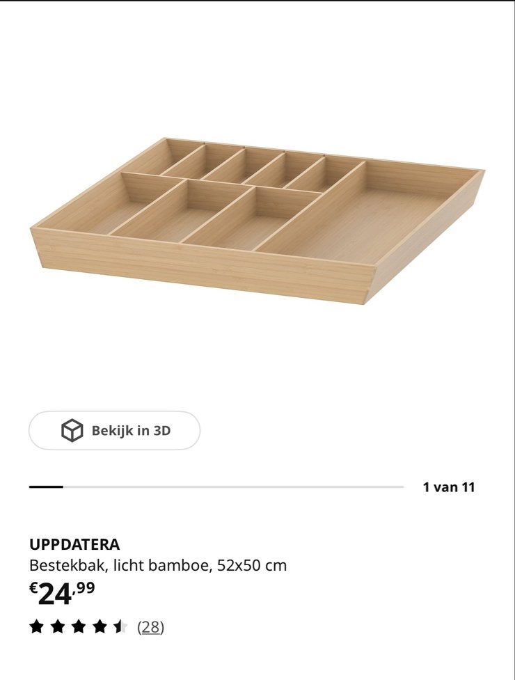 IKEA UPPDARE Bestekbak Bamboe - Zo goed als nieuw, Overige typen, Hout, IKEA, Zo goed als nieuw