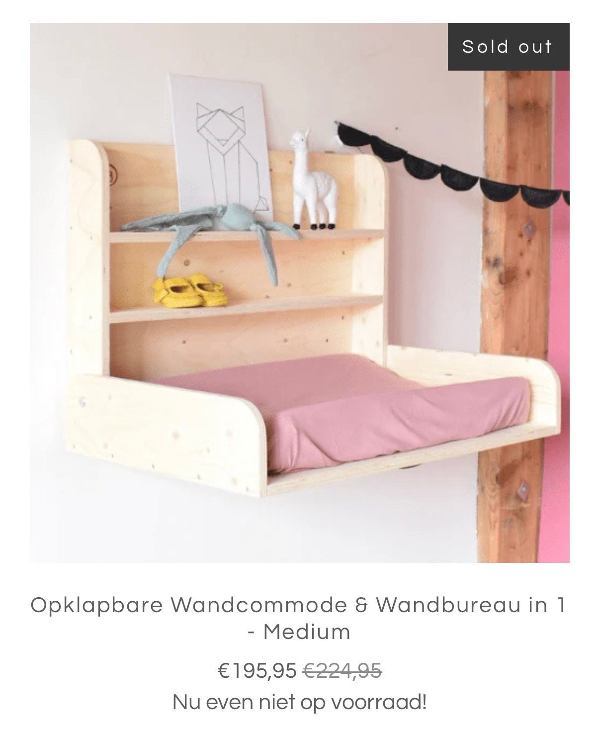 Babywoods Opklapbare Wandcommode, Ophalen, 50 tot 70 cm, Zo goed als nieuw, 75 tot 100 cm