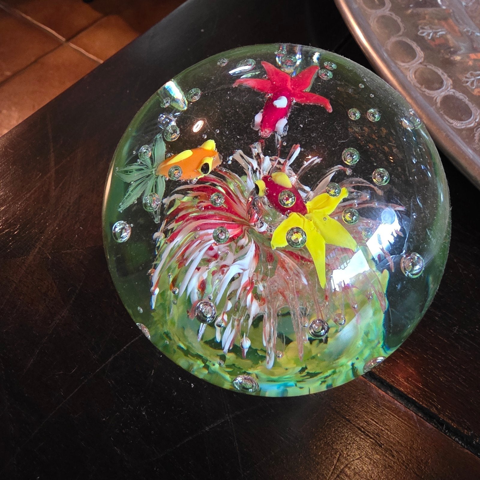 Murano presse-papier met vissen en zeewier, 12 cm, Ophalen of Verzenden