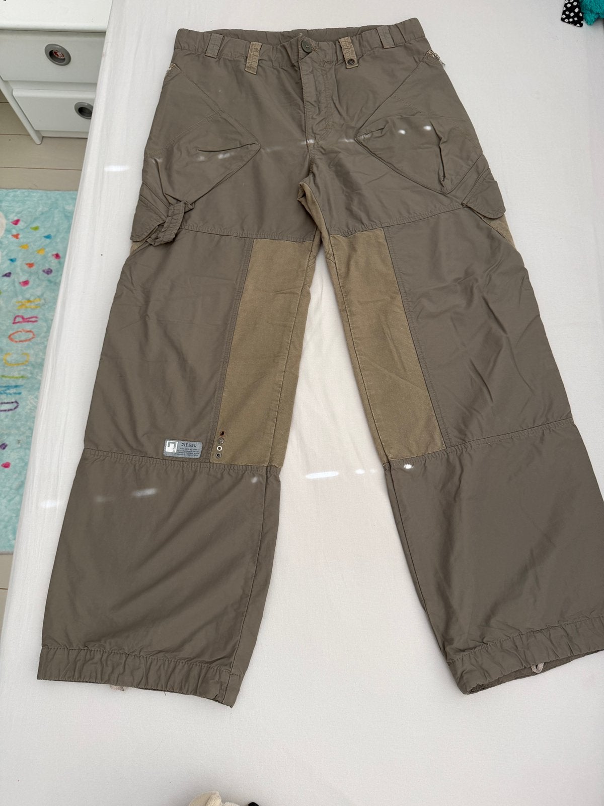 Zeldzame Archive Diesel Y2K Parachute Cargobroek, Ophalen of Verzenden, Zo goed als nieuw, Maat 52/54 (L), Groen