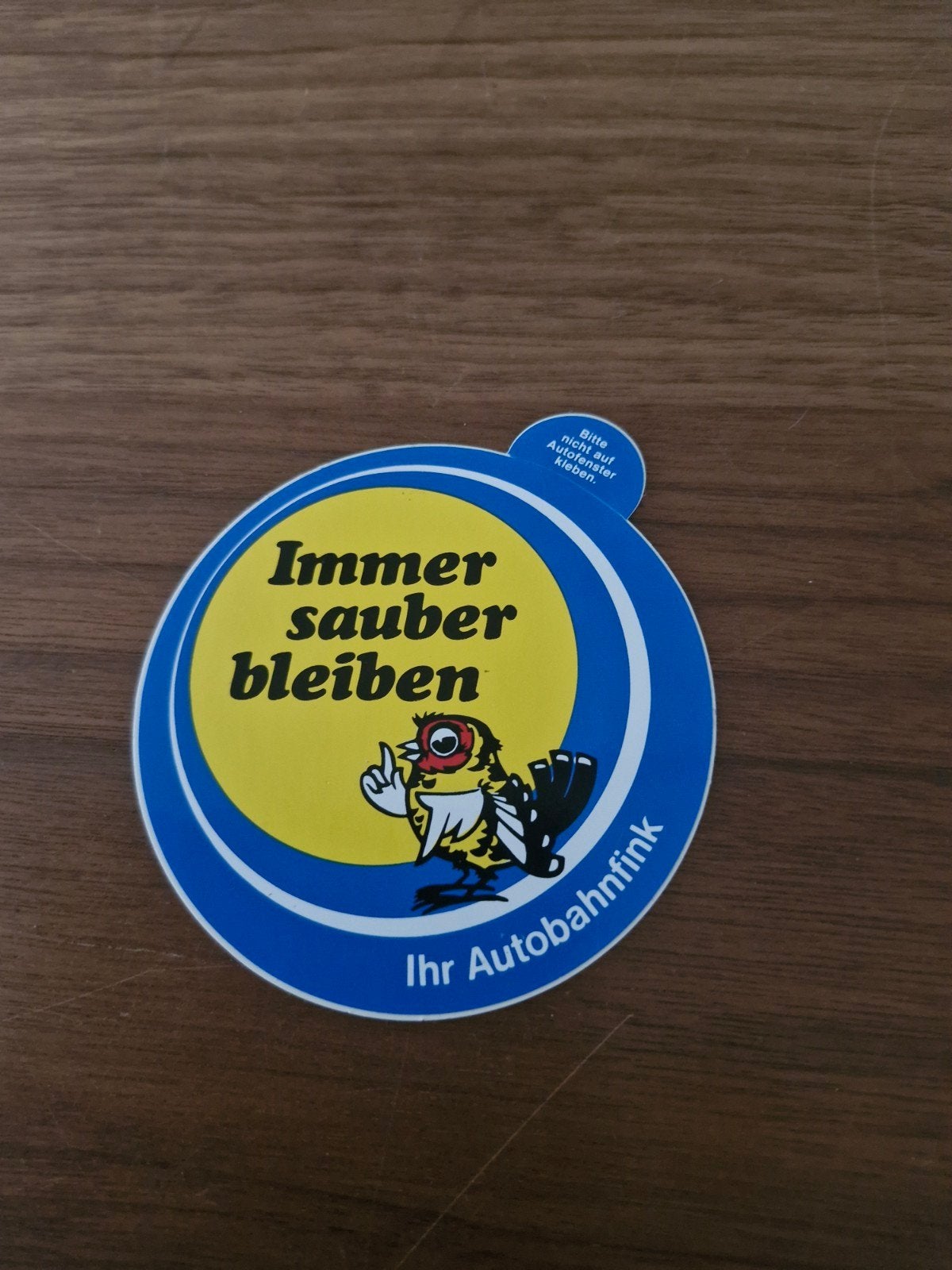 997 Sticker "Immer sauber bleiben" - 9 cm doorsnede, Ophalen of Verzenden, Nieuw, Sticker