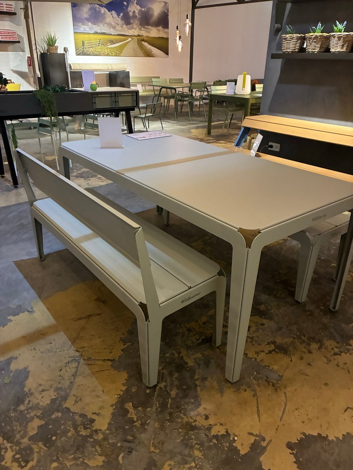 Weltevree BENDED collectie: tafel + bank + rugloze bank NIEU, Ophalen, Nieuw, Rechthoekig, Metaal