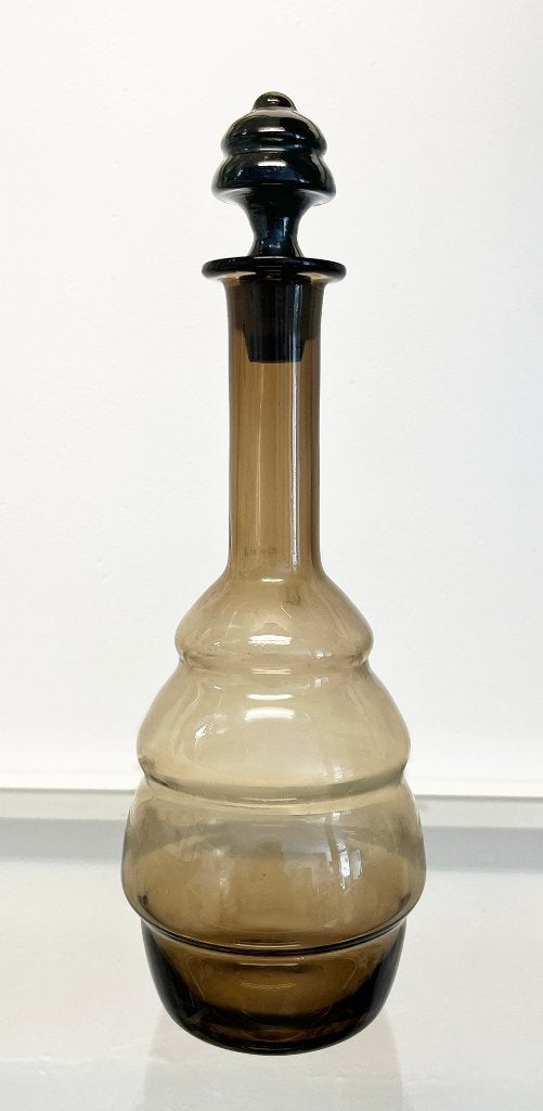 antieke gazen decanter met stop - amberkleurig, Ophalen