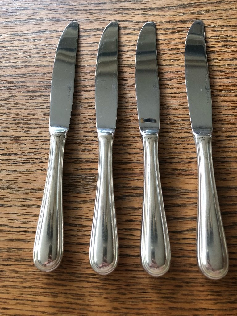 4 verzilverde messen Williams & Roberts Windsor rondfilet, Ophalen of Verzenden