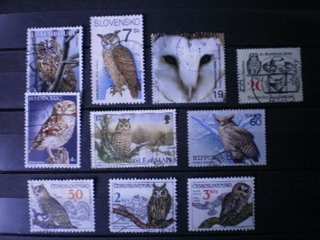 Vogels op postzegels ( Uilen), Verzenden, Gestempeld, Dier of Natuur