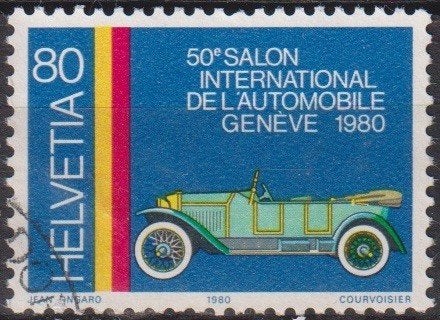 Zwitserland 1980 50e Autosalon Geneve antieke auto, Verzenden, Gestempeld, Auto's