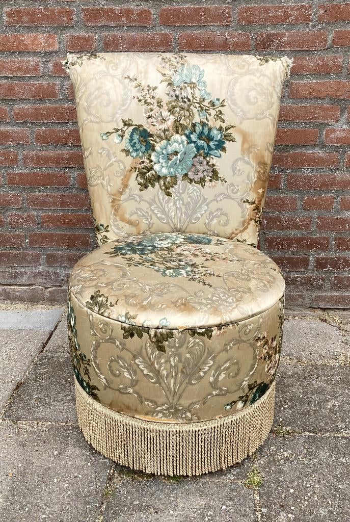 Brocante houten opbergstoel - naaistoel in Boudoir Stijl, Antiek en Kunst, Ophalen