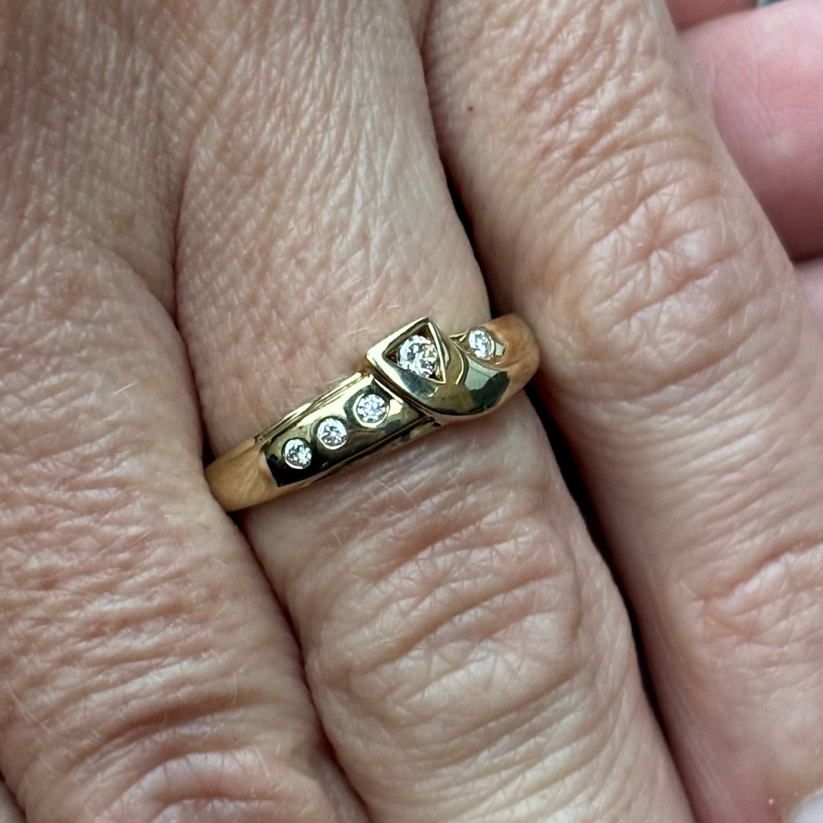 Prachtige 14K Gouden Ring met Diamanten (17mm), Ophalen of Verzenden, Zo goed als nieuw, 17 tot 18, Dame of Heer