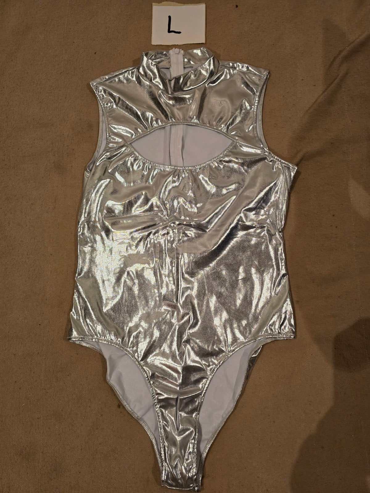 Zilverkleurig Bodysuit Maat L - Futuristische Look, Kleding | Heren, Ondergoed, Verzenden, Blauw, Boxer