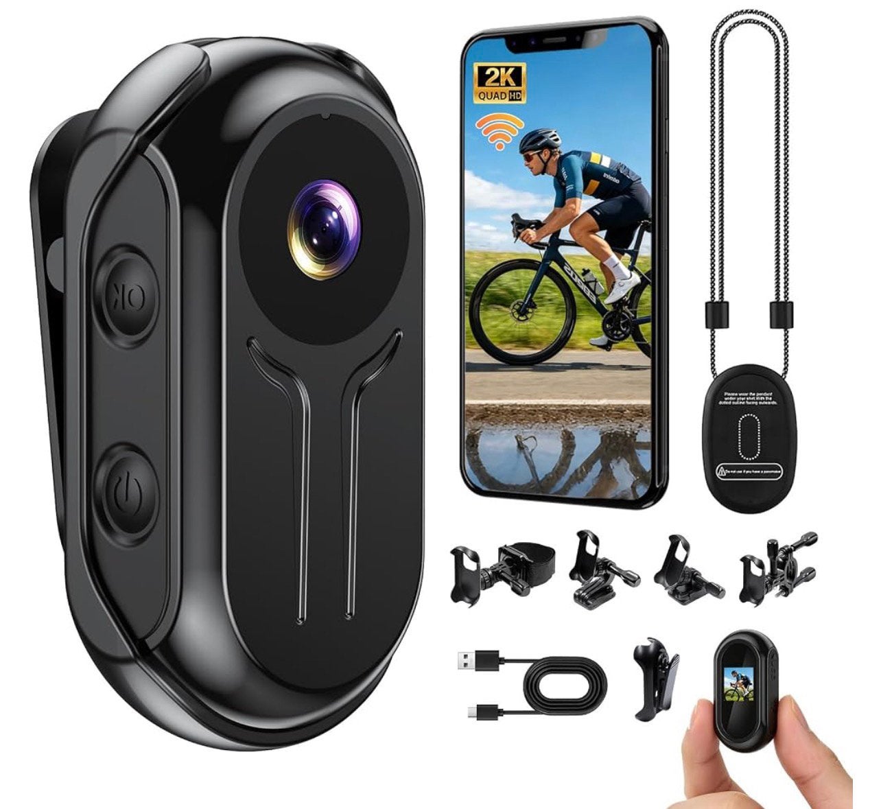 Pudet Luo WiFi Action Camera - 2K Ultra HD Mini Body Cam, Overige merken, Nieuw, Geheugenkaart, Camera