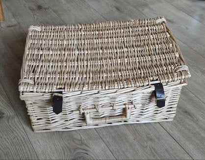 Grote rieten picknickmand / koffer, Ophalen of Verzenden, Zo goed als nieuw, Zonder inhoud
