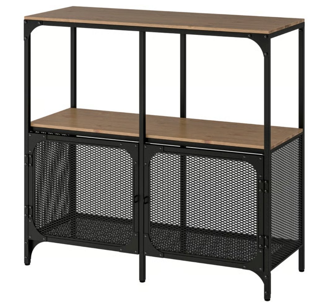 Ikea FJÄLLBO, 6 meubelen in zwart staal met massief hout, Huis en Inrichting, Ophalen of Verzenden, Minder dan 150 cm, Minder dan 100 cm